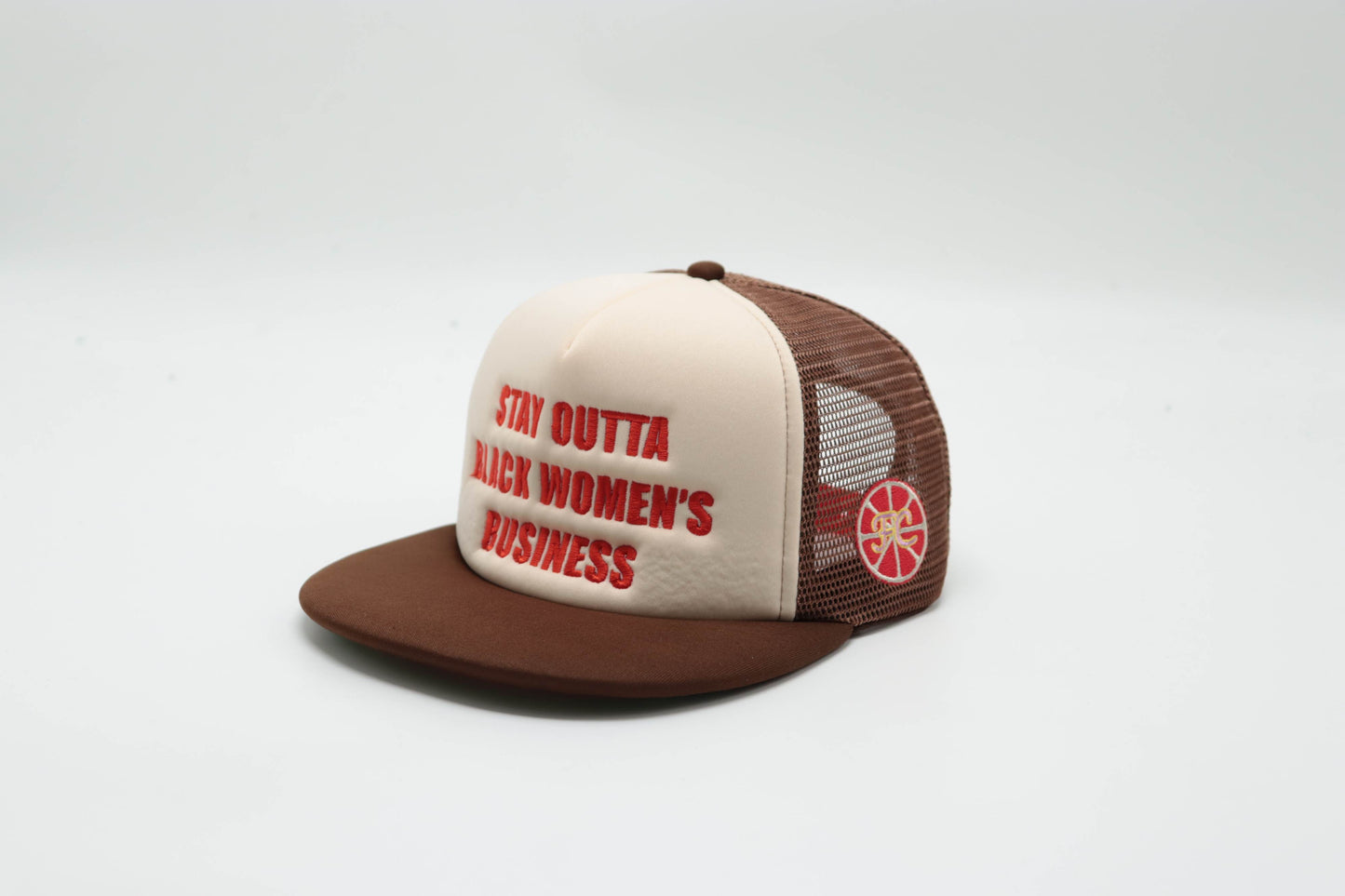 Stay Outta Black Women's Business Trucker Hat (Brown Color)