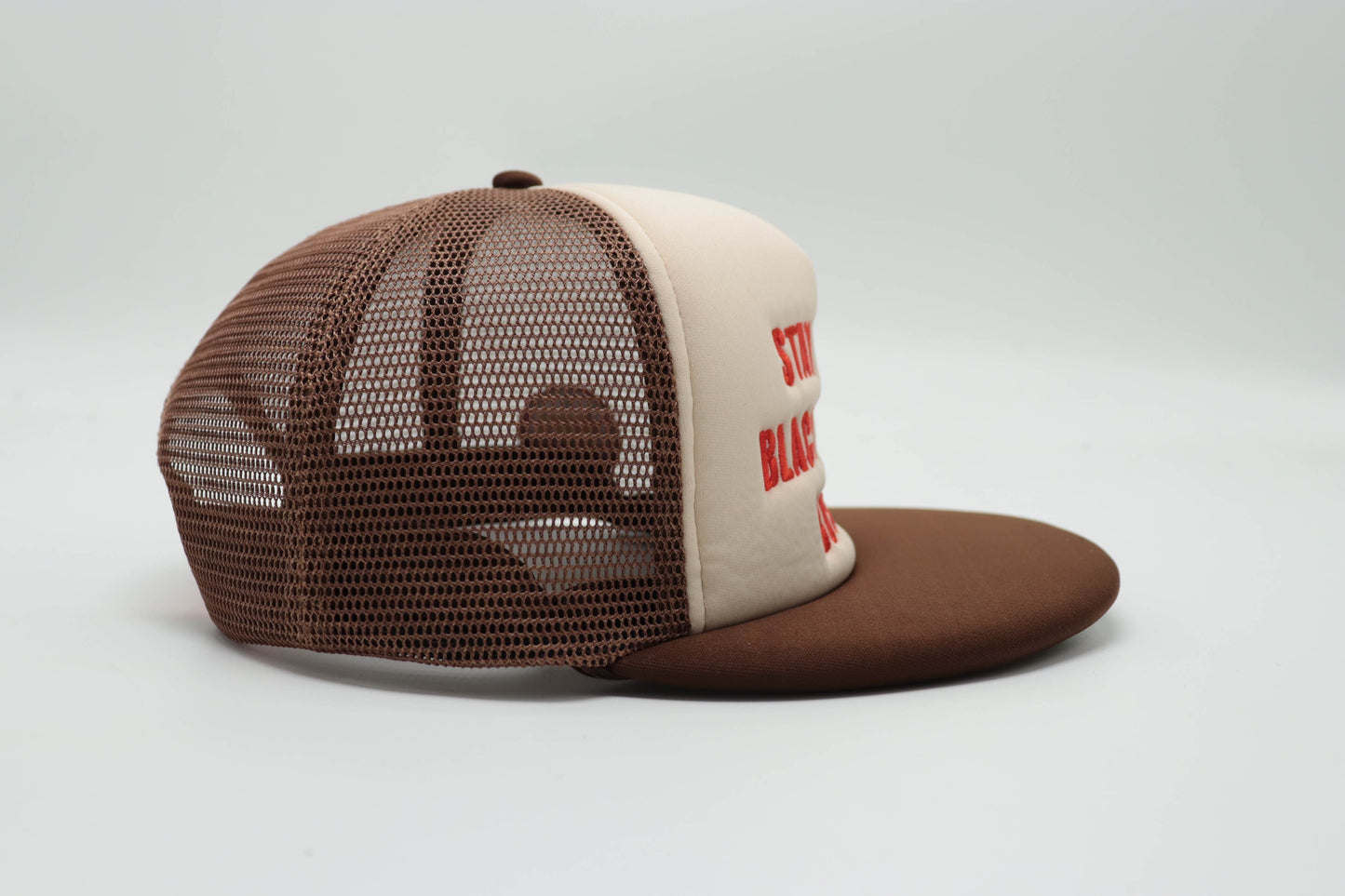 Stay Outta Black Women's Business Trucker Hat (Brown Color)