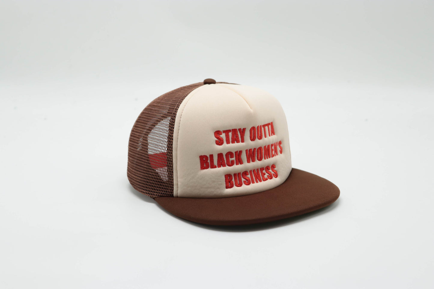 Stay Outta Black Women's Business Trucker Hat (Brown Color)