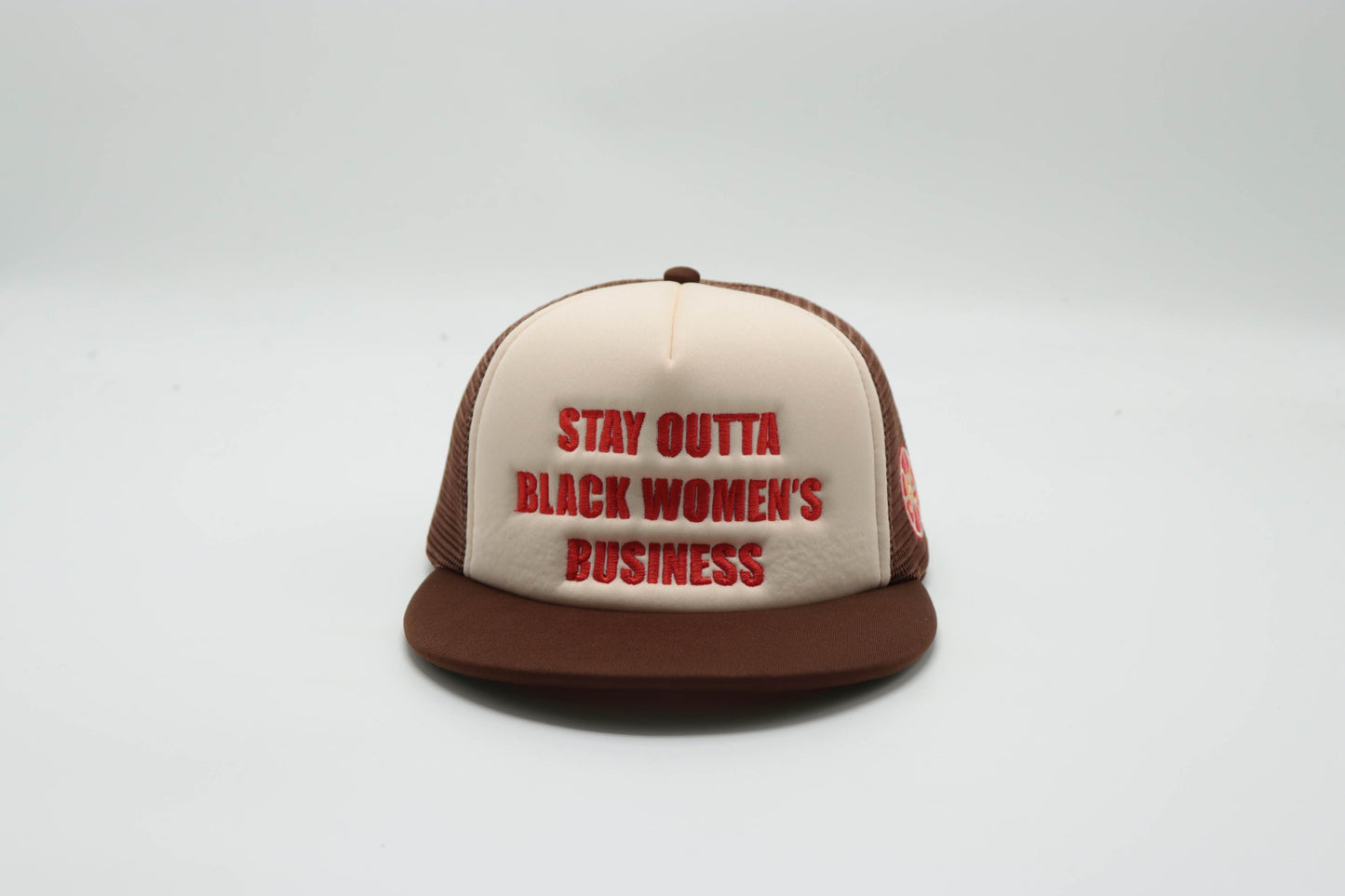 Stay Outta Black Women's Business Trucker Hat (Brown Color)