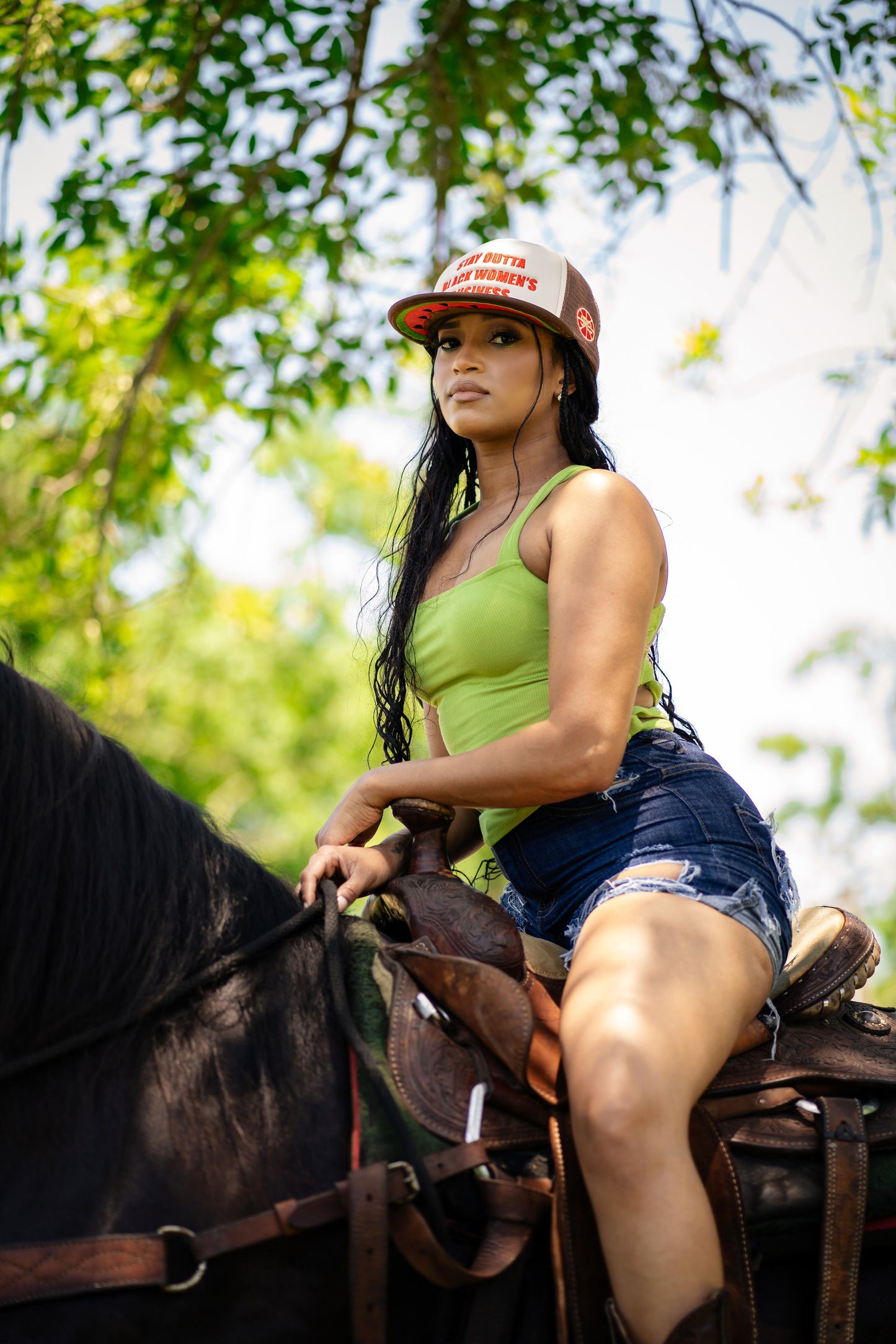 Stay Outta Black Women's Business Trucker Hat (Brown Color)